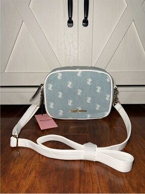 Juicy Couture Bestseller Camera Crossbody in  Gothic Denim & White Monogram